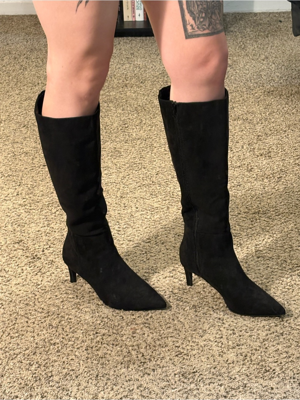 a new day Black Knee-High Pointed-Toe Heeled Boots